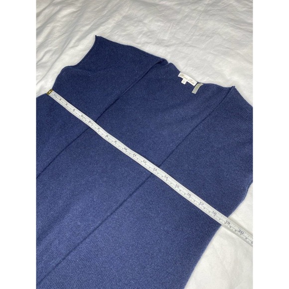 100% Cashmere Sleeveless Open Cardigan Sweater Large Navy Blue Minnie Rose - Picture 11 of 11